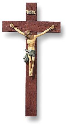 Roma Hand Painted Wooden Crucifix (Tomaso) - 8" H - Saint-Mike.org