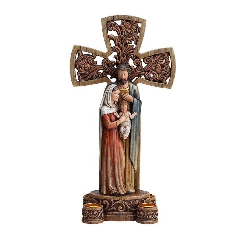 Holy Family Advent Candle Holder (O Come Emmanuel Collection) - 14" H - Saint-Mike.org