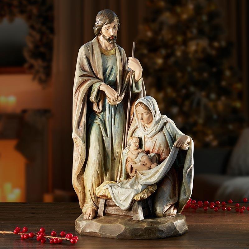 Holy Family Nativity Color Statue - 17" H - Saint-Mike.org