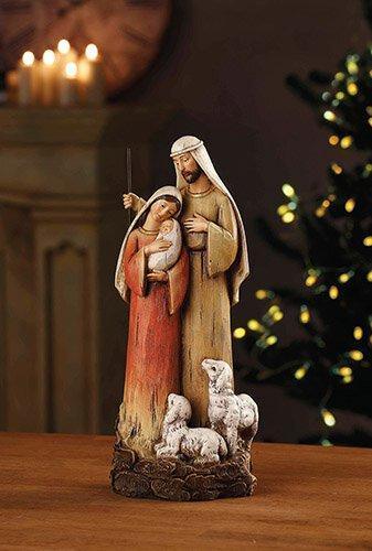 Holy Family With Lambs Statue - 12" - Saint-Mike.org