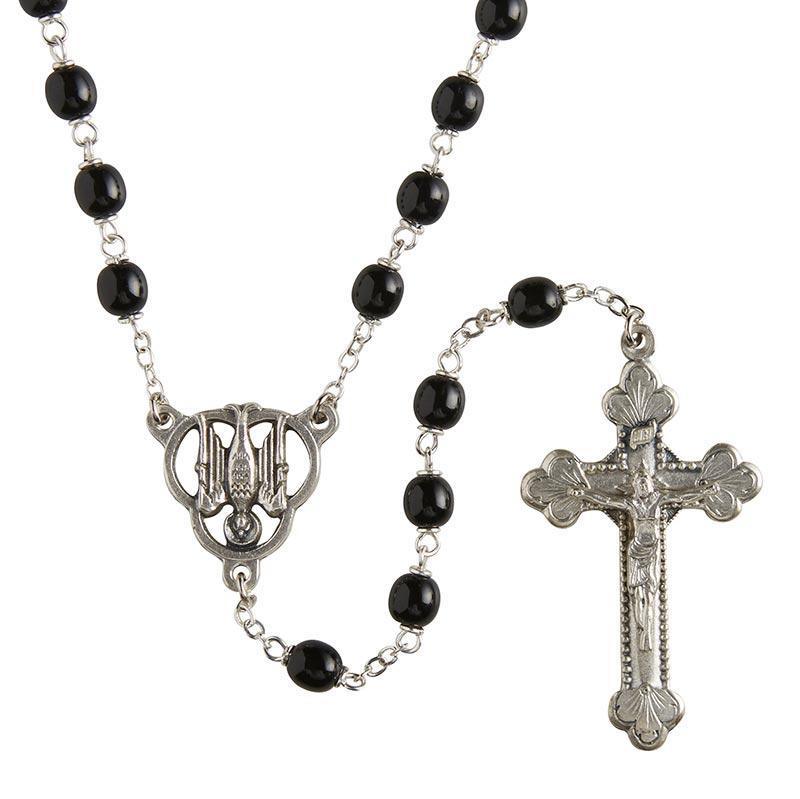 Italian Confirmation Lock-Link Black Rosary (Sarto Collection) - 6mm Bead - Saint-Mike.org
