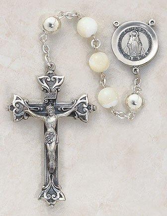 Italian Handcrafted Mother of Pearl Rosary - Saint-Mike.org