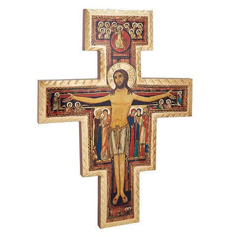 Saint Damiano Wood Crucifix (Assisi Collection) - Mutiple Sizes - Saint-Mike.org