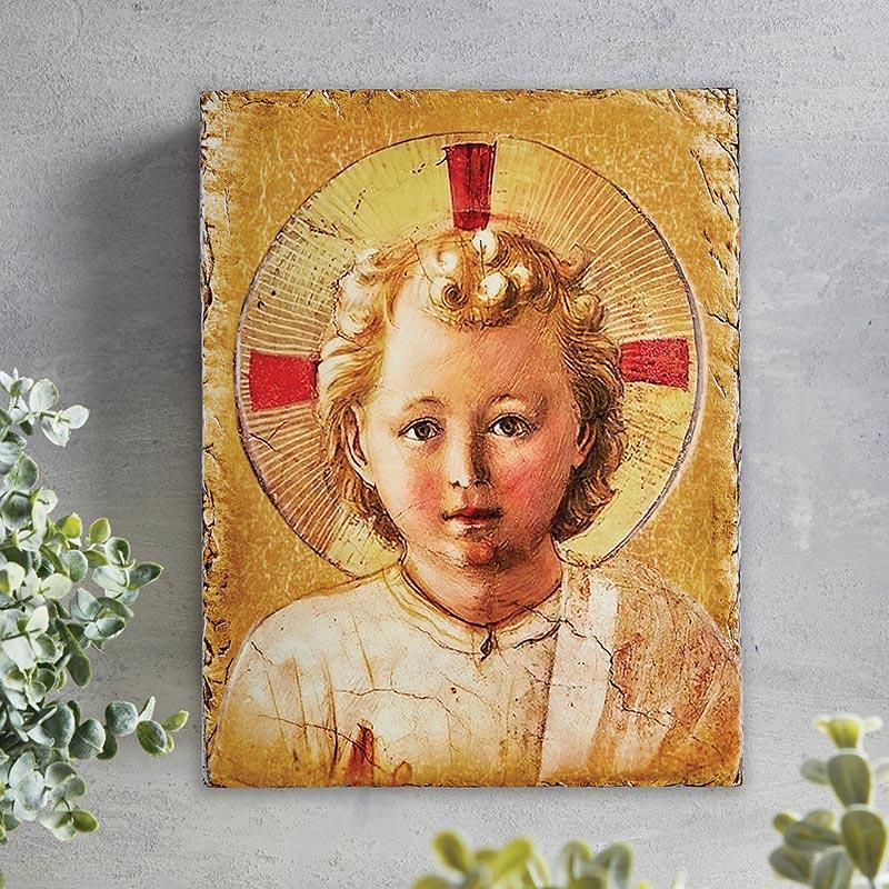 The Christ Child Square Tile Plaque (Marco Sevelli Collection) - 10" H - Saint-Mike.org