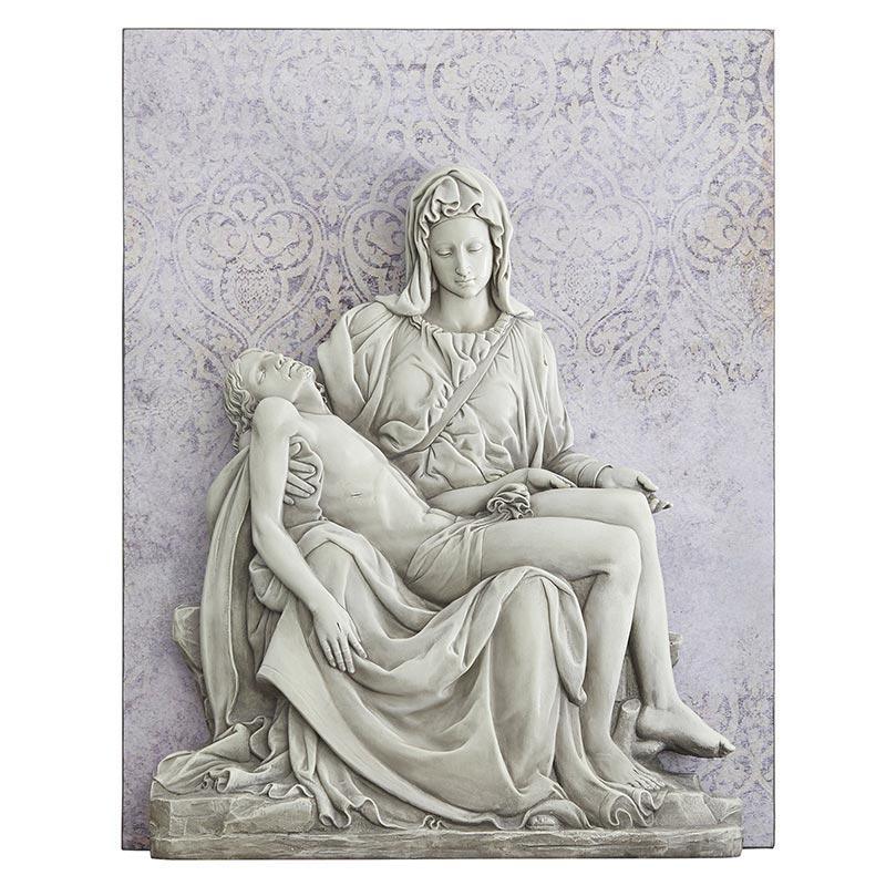 Pieta Garden Resin Stone Wall Plaque (Medici Collection) - 26" H - Saint-Mike.org