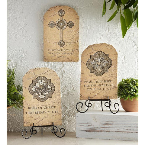 First Communion Arched Tile Plaque With Wire Stand - 10" H - Saint-Mike.org