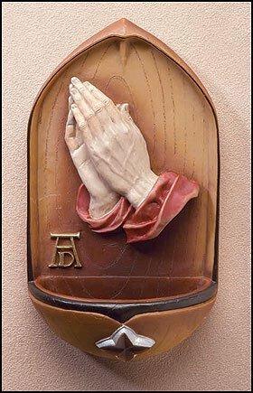 Praying Hands Holy Water Font (2 pack) - 6" H - Saint-Mike.org
