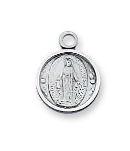 Vintage Miraculous Medal .5" Small Piece - 16" Chain - Saint-Mike.org