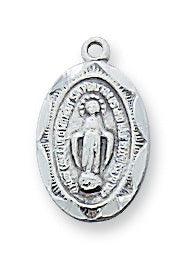 Small Vintage Sterling Silver .5" Mother Mary Medal - 16" Chain - Saint-Mike.org