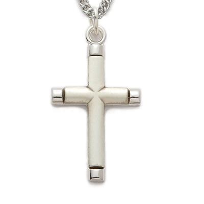 Men's Sterling Cross Chain with Polished Tips - 24" Chain - Saint-Mike.org