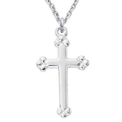 Cross Necklace for Women Sterling Silver Budded Tips - 18" Chain - Saint-Mike.org
