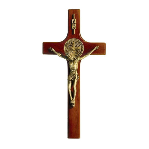 St. Benedict Wooden Crucifix - 8" H - Saint-Mike.org