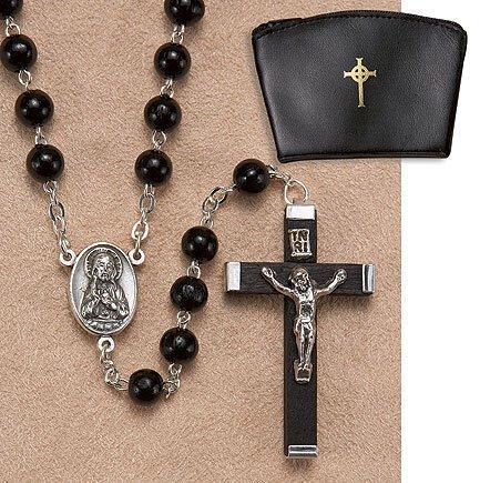 Wooden Rosary (Black) - 6mm Bead - Saint-Mike.org