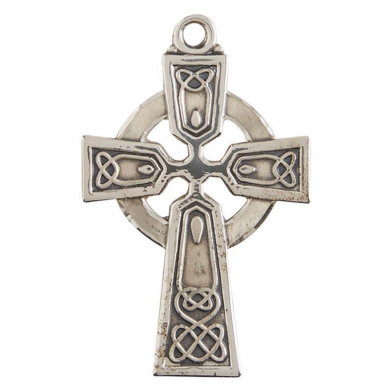 Large Sterling Silver Celtic Cross Necklace - 24" Chain - Saint-Mike.org