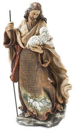 Good Shepherd Christ w/ Lamb Statue (Figures of Faith Collection) - 12" H - Saint-Mike.org