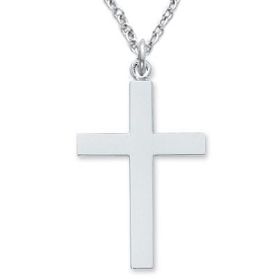 Men's Large Cross Necklace Sterling Silver with Lords Prayer 1.75" Pendant - 24" Chain - Saint-Mike.org