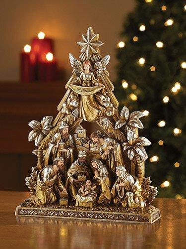 Metallic Nativity Scene Figurine (Silent Night Collection) - 10.5" H - Saint-Mike.org