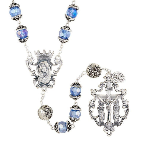 Diamond-Cut Sapphire Rosary (Paola Carola Collection) - 10mm Bead - Saint-Mike.org