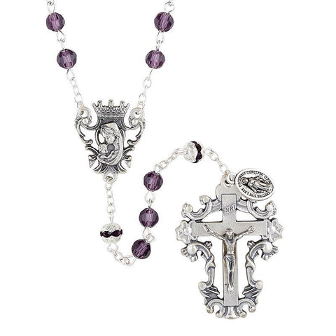 Diamond-Cut Amethyst Rosary (Paola Carola Collection) - 6mm Bead - Saint-Mike.org
