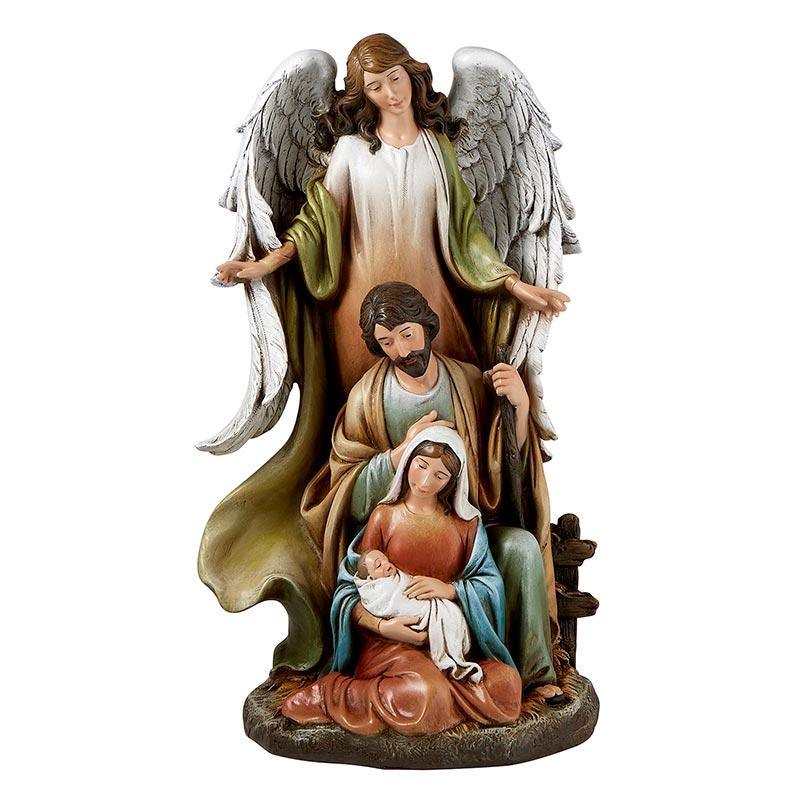 Nativity Scene with Angel Statue (Silent Night Collection) - 14" H - Saint-Mike.org