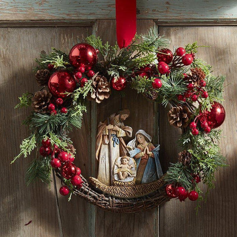 Nativity Wreath - 15" Dia - Saint-Mike.org
