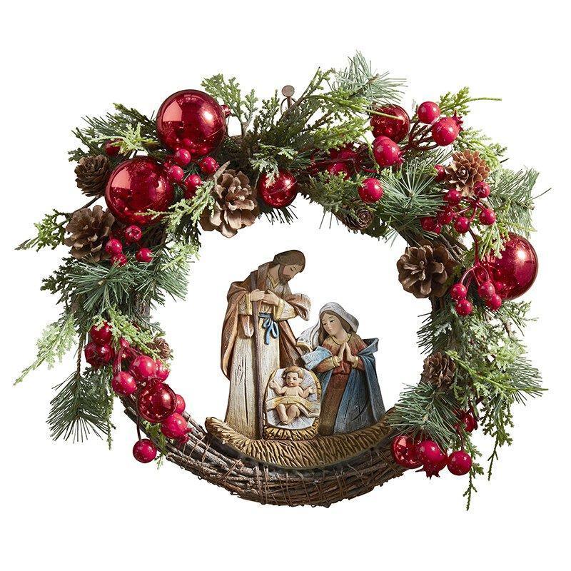 Nativity Wreath - 15" Dia - Saint-Mike.org
