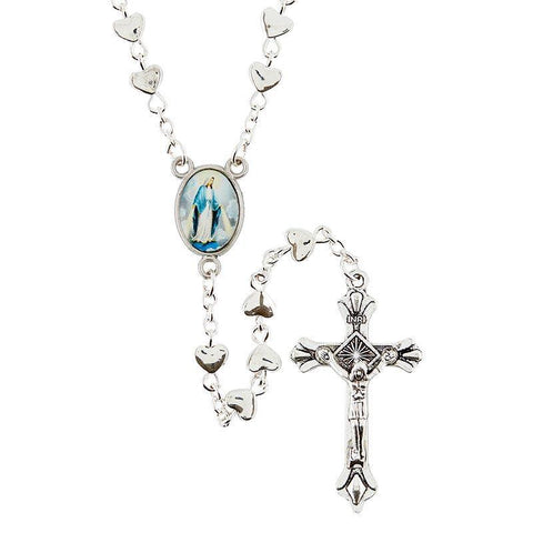 Our Lady of Grace Silver Heart Rosary (Terni Collection) - 6mm Bead - Saint-Mike.org