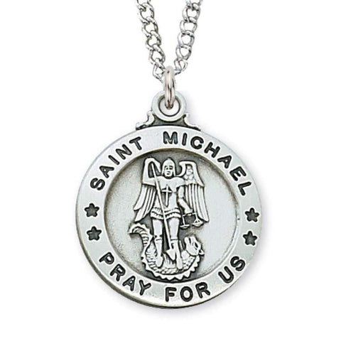 Pewter St. Michael Pendant Medal - 24" Chain - Saint-Mike.org