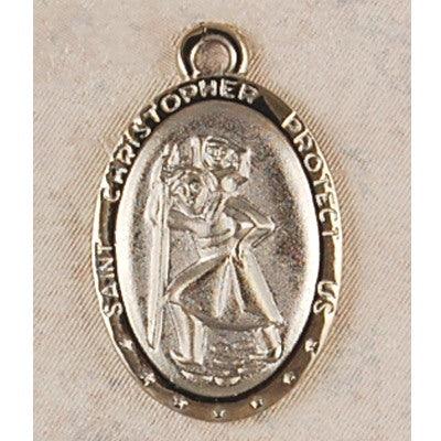 St. Christopher Medal Rhodium Finish Necklace - 24" Chain - Saint-Mike.org