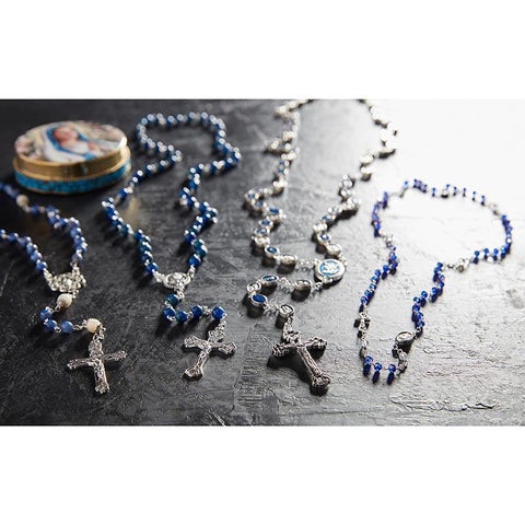 RCIA Rosary Faux Blue Marble Glass Beads - 6mm Bead - Saint-Mike.org