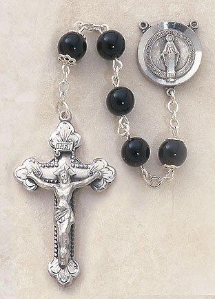 Men's Italian Rosary (Black Onyx) - 8mm Bead - Saint-Mike.org