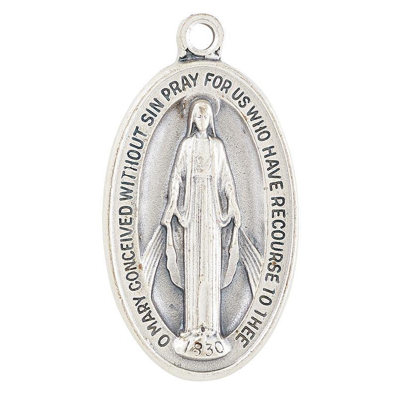 Miraculous Large Oval Medal Pendant Necklace (Heritage Collection) - 24" Chain - Saint-Mike.org