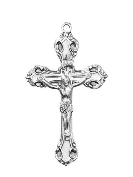 Ornate Pewter Crucifix Necklace (Heritage Collection) - 24" Chain - Saint-Mike.org