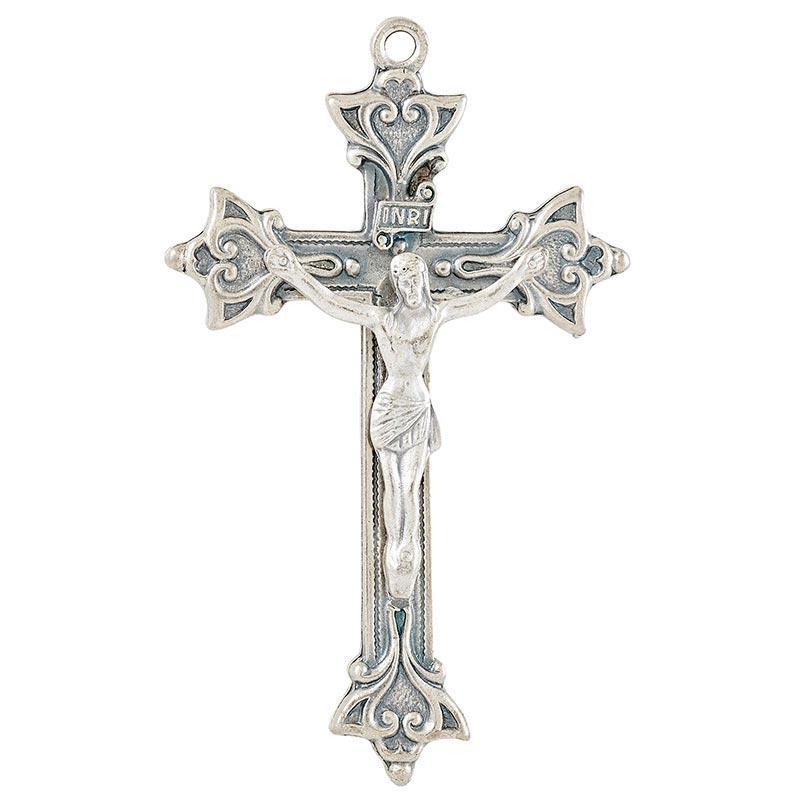 Ornate Pewter Crucifix Necklace (Heritage Collection) - 24" Chain - Saint-Mike.org