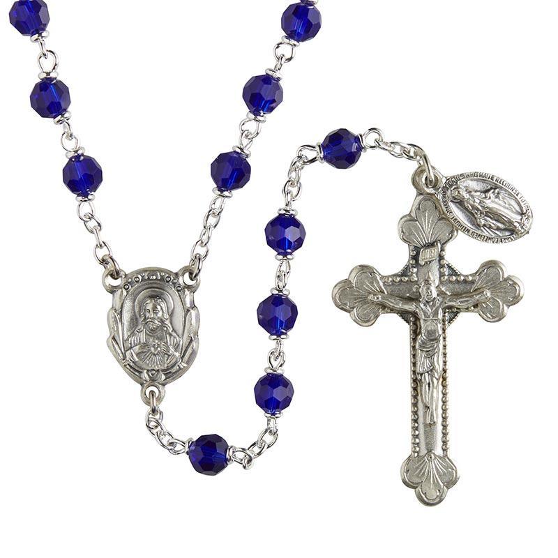 Lock-Link Sapphire Crystal Bead Rosary (Vienna Collection) - 6mm Bead - Saint-Mike.org