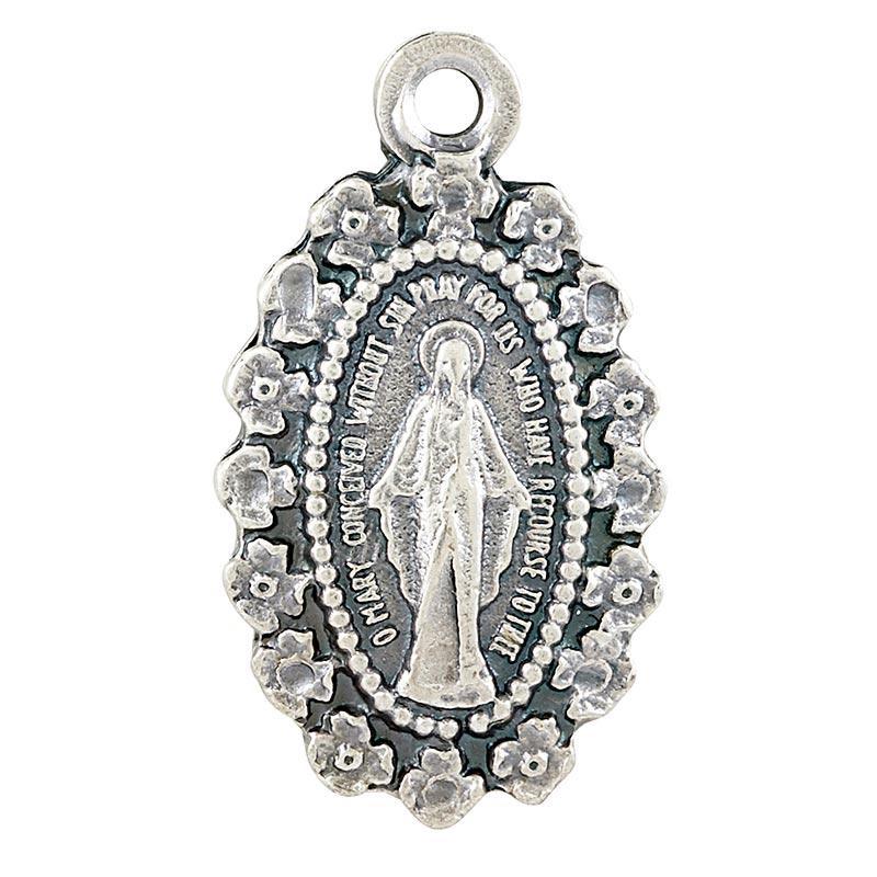 Miraculous Oval Pendant Pewter Necklace (Heritage Collection) - 18" Chain - Saint-Mike.org