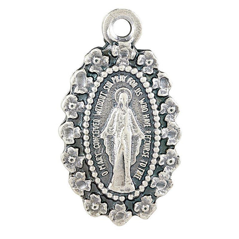 Miraculous Oval Pendant Pewter Necklace (Heritage Collection) - 18" Chain - Saint-Mike.org