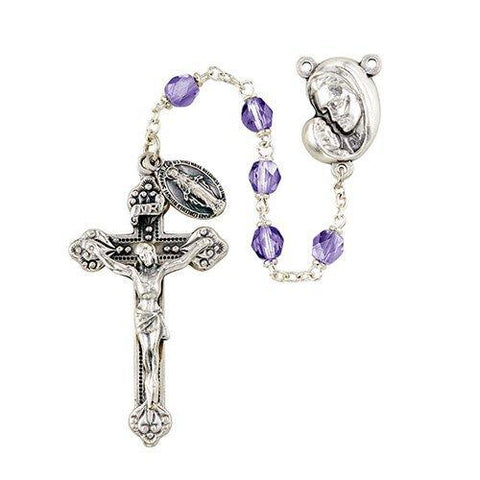 Mother's Embrace Italian Lock-Link Rosary (Amethyst) - 6mm Bead - Saint-Mike.org