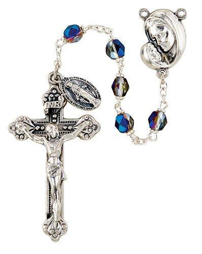 Mother's Embrace Italian Lock-Link Rosary (Sapphire) - 6mm Bead - Saint-Mike.org