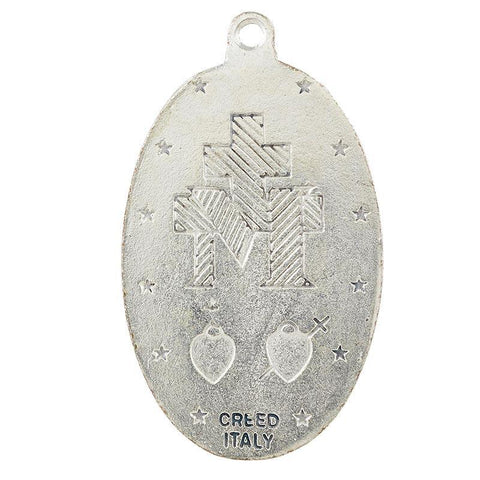 Pewter Miraculous Medal Pendant Necklace (Heritage Collection) - 24" Chain - Saint-Mike.org