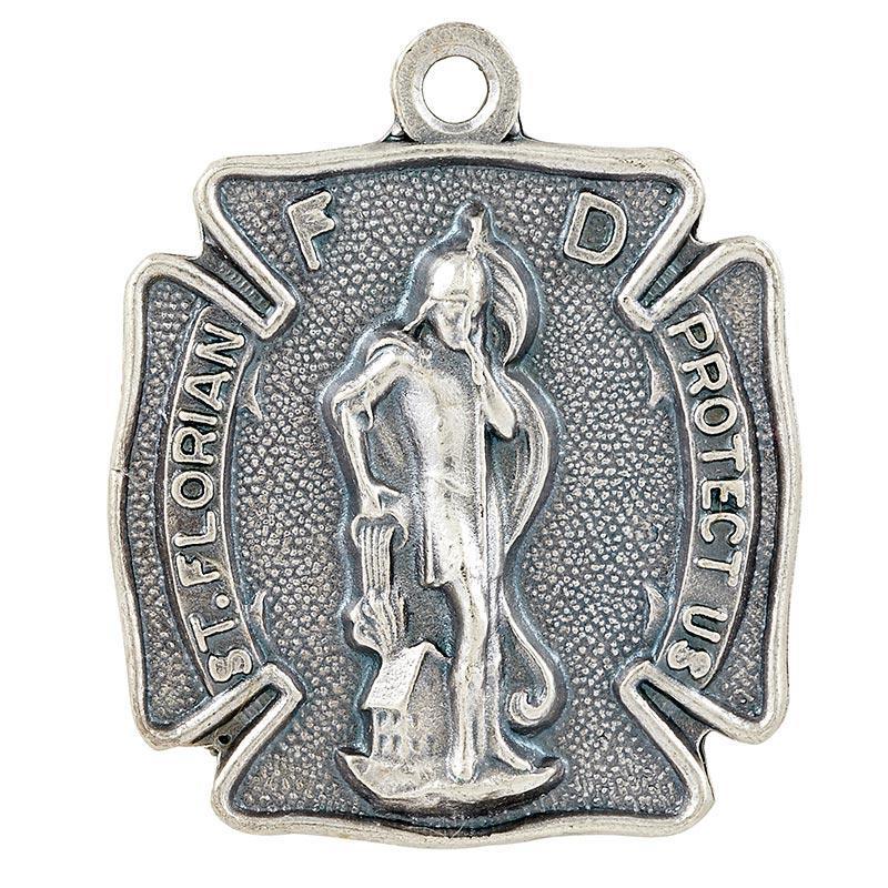 Firefighter St. Florian Pendant Pewter Necklace - 24" Chain - Saint-Mike.org