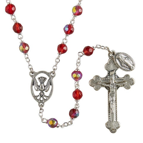 Italian Confirmation Lock-Link Ruby Rosary (Sarto Collection) - 6mm Bead - Saint-Mike.org