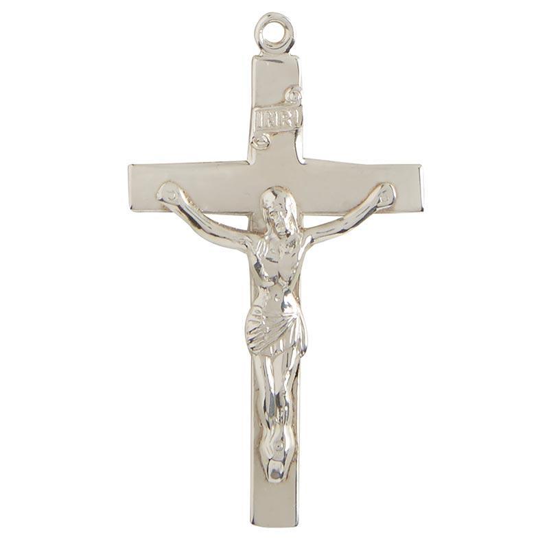 Sterling Silver Crucifix Necklace Creed Collection - 24" Chain - Saint-Mike.org