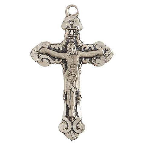 Sterling Silver Traditional Crucifix Necklace - 18" Chain - Saint-Mike.org