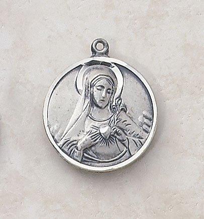 Immaculate Heart Sterling Silver Pendant Necklace - 18" Chain - Saint-Mike.org