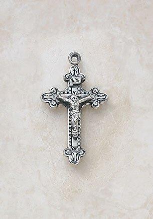 Small Sterling Silver Ornate Crucifix Necklace - 20" Chain - Saint-Mike.org
