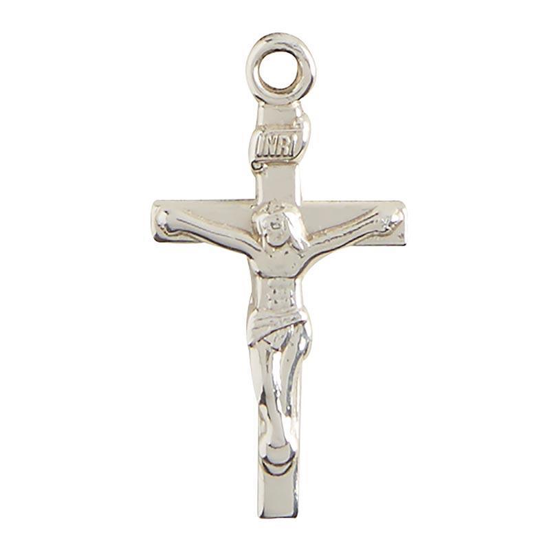 Small Sterling Silver Crucifix Necklace - 18" Chain - Saint-Mike.org