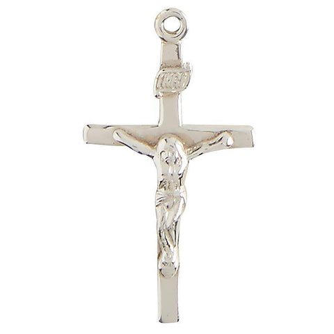Small Sterling Silver INRI Crucifix Necklace - 18" Chain - Saint-Mike.org