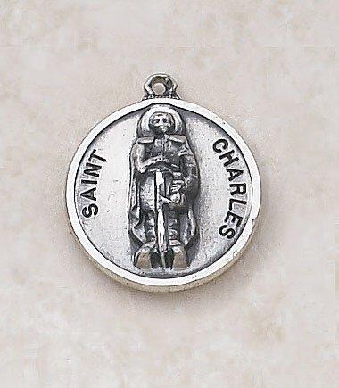 St. Charles Sterling Silver Pendant Necklace - 20" Chain - Saint-Mike.org