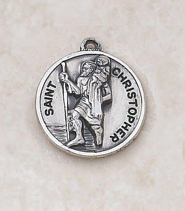 St. Christopher Sterling Silver Pendant Necklace - 20" Chain - Saint-Mike.org